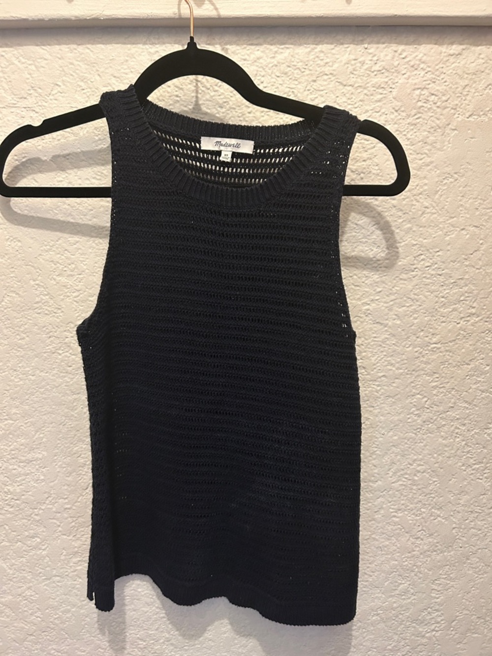Madewell Black Open-Knit Sleeveless Tank